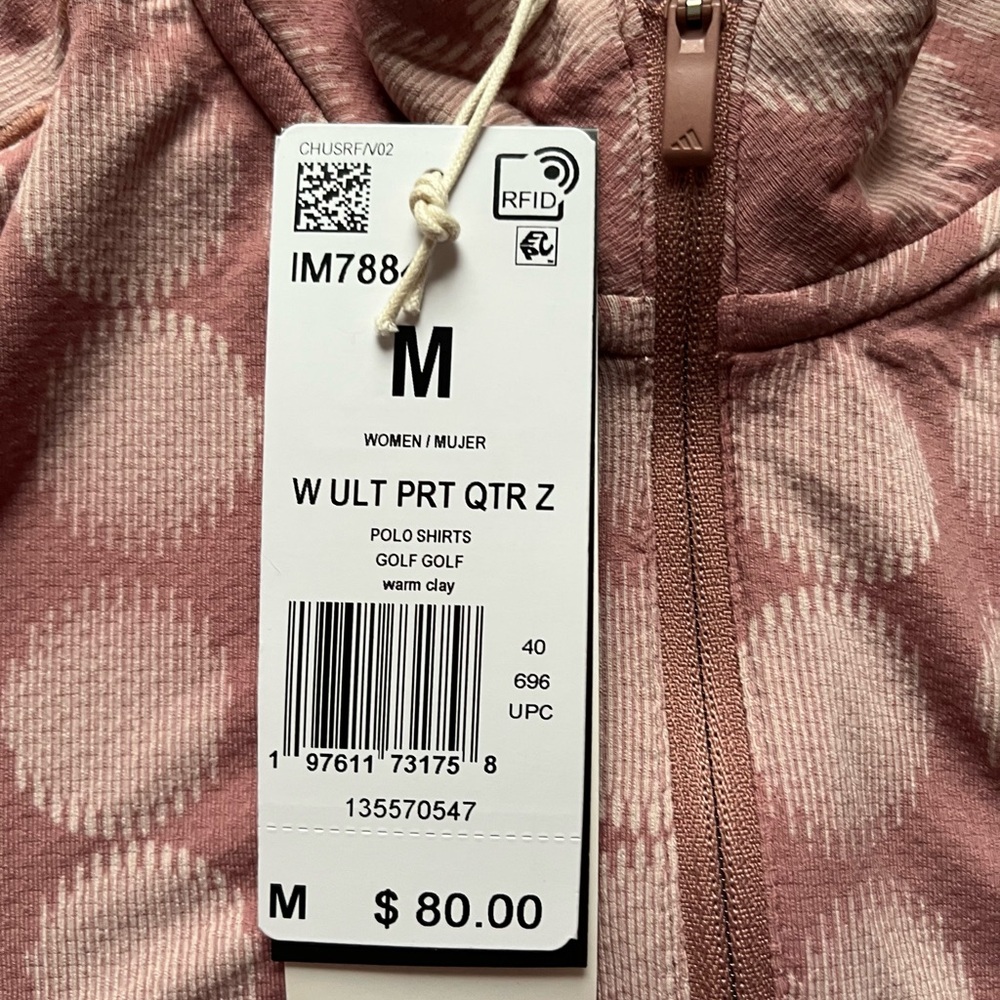 Adidas Ladies Ultimate365 Printed Quarter Zip Mock - Picture 6 of 7